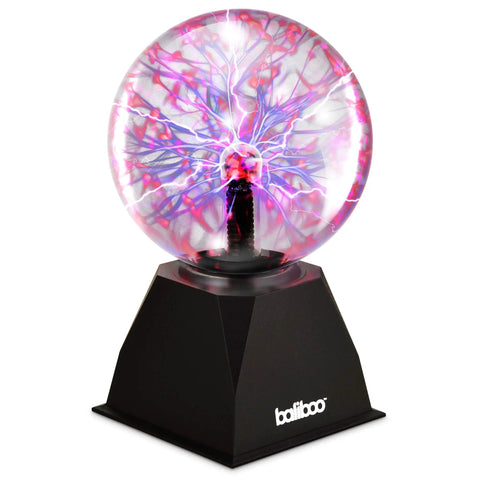 6 Inch Plasma Ball Light With Touch And Sound Activation Lightning Globe For Home Desk Fun Lit Interactive Science Toy 12V Power Adapter Plug Gift For Teens And Kids displayed on a black base
