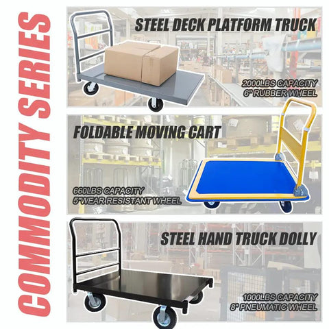 Heavy Duty Steel Platform Truck Smooth Deck Flatbed Dolly 1000 Lb Capacity Portable Cargo Cart 48 by 30 Inch Shop Workhorse Easy Glide Swivel Wheels Warehouse Hauler Move Without The Hustle