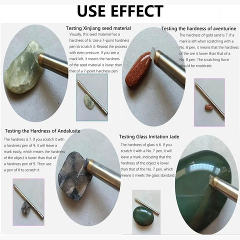 Portable Hardness Tester Kit With 5 To 9 Scratching Picks For Gemstones Jade Jewelry Rocks And Minerals Ergonomic Durable Metal Scratch Test Set For Field Or Home Identification, testing stones