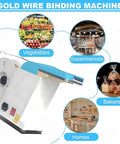 Rock The Bench With This Hottest Semi-Auto Twist Tie Machine For Sealing And Bundling Bags Of Bread Or Toys Fast Using Metallic Wire At 40 Per Minute Compact Design Saves Sweet Shop Space - Gold Wire Binding Machine for supermarkets and bakeries.