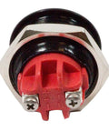 Back view of 16Mm 5 Eighth Inch 12 Volt Green LED Metal Signal Indicator Dash Light With Single Arrow Black Housing Screw Base