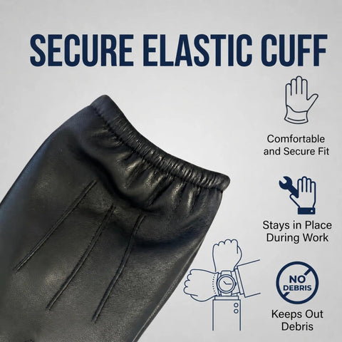 Kevlar Lined Goatskin Duty Gloves For Heavy Duty Work, Puncture Resistant Hand Protection, Industrial Grade Leather Gloves For Sharp Objects, Large Size, Tough As Nails Workwear For Construction And Manufacturing, secure elastic cuff
