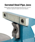 Heavy Duty Reversible Bench Vise With Dual Jaw Configurations 6.5 Inch Jaw Width And 6.7 To 10.8 Inch Jaw Opening, serrated steel pipe jaws