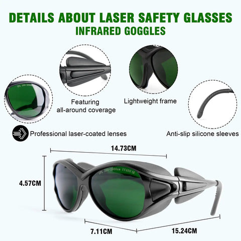 Tough As Nails Laser Safety Glasses For IPL Hair Removal With Broad Spectrum Protection And OD 4 Plus Rating, lightweight design and anti-slip sleeves.