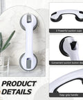4 Pack 12 Inch Shower Grab Bars For Bathtub Safety With Dual Suction Cups No Slip Handles In Black And Gray Easy Install