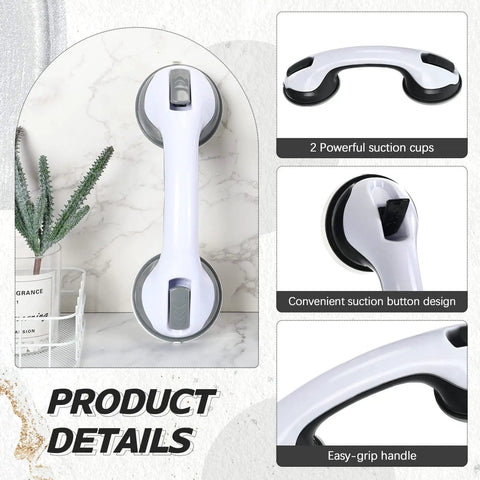 4 Pack 12 Inch Shower Grab Bars For Bathtub Safety With Dual Suction Cups No Slip Handles In Black And Gray Easy Install