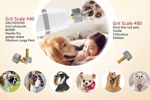 2 Pack Replacement Grinding Wheels Heads Bits For Cat Nail Grinders One Size Fits All with dogs and child in background