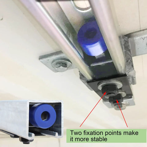 2-Pack Trolley Roller Limit Kit For 1-5/8 Inch Wide Strut Channel And Taller, showing polyurethane buffer and fixation points.