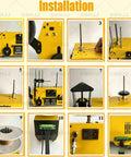 Installation steps for Heavy Duty Desktop 3D Printer Filament Extruder And Recycler Machine showing various components.
