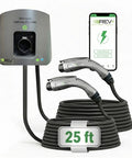 Dual Port Level 2 EV Charger With 50 Amps And 11.5 kW Power, 240V Smart Electric Vehicle Charger with two charging cables and app display