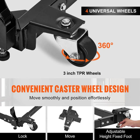 Close-up of caster wheel design on Heavy Duty Universal Mobile Base For Woodworking Equipment And Power Tools, 1500 Lb Capacity.