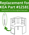 Spare DIY Furniture Screws Kit For Confirmat M7.0-2.4x60/33-35mm replacement for IKEA Part #121817 with desk illustration