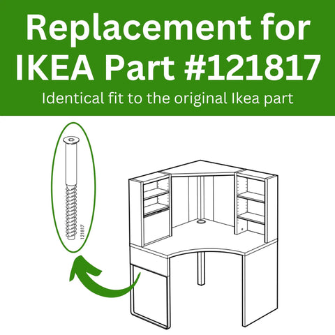 Spare DIY Furniture Screws Kit For Confirmat M7.0-2.4x60/33-35mm replacement for IKEA Part #121817 with desk illustration