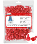 Package of 1000 red wire nuts, labeled with product details, emphasizing Red Winged Wire Connectors Nuts Pack Of 1000 For Quick Twist On Electrical Wire Ends Caps DIY Friendly 18-8 AWG Compatible Easy Screw On HS P13 Style Terminals For Secure Quick Splice And Safer Wiring.