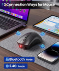 2-In-1 Wireless Mouse And Barcode Scanner With Bluetooth QR Code Reader on desk near laptop and smartphone