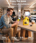 Man using All In One OBD2 Scanner Code Reader Plug And Play With Battery Tester Check Engine Light Diagnostic Tool