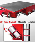 Heavy Duty Industrial Machinery Movers Featuring 180 Degree Rotating Skates with rubber surface and swivel rollers for easy machine movement.