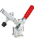 Hard Core Vertical Toggle Clamp Built Tough With Zinc Plate And Grippy Red Sleeve Delivers Real Deal 500 Pound Holding Strength for secure fastening.