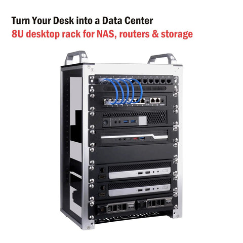 Compact 8U Desktop Server Rack, Legit Tough 10 Inch Mini Network Cabinet With Premium Aluminum And Acrylic Build, Sweet Setup For Routers Switches Home Lab Nas And Multimedia Gear