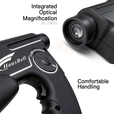 Parabolic Listening Kit With Bionic Ear And 8x Monocular, Kid Friendly Hearing Gear detail showing adjustable dial and monocular.