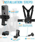 Grab-and-Go Chest Strap Mount And Head Strap POV Kit for Vlog with phone holder and setup instructions