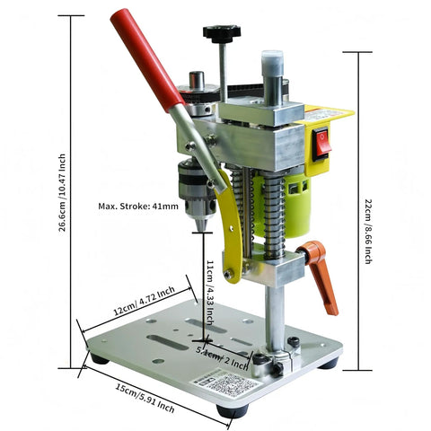 Handy Portable Mini Benchtop Drill Press With Seven Speed Control For Metal Woodworking And Jewelry Making, B10 Chuck Fits 0.6 To 6 mm Bits
