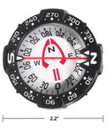Front view of Bungee Mount Scuba Dive Compass With Glow In The Dark Face For Night Dives And Low Vis Conditions Pro Grade Waterproof