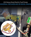 Universal 12V Inline Electric Fuel Pump Low Pressure 2.5 To 4 PSI For Gasoline Or Diesel Engines With Metal Construction