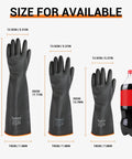 Heavy Duty Chemical Resistant Latex Gloves 18 Inch Waterproof Puncture Resistant For Industrial Cleaning And Gardening size chart