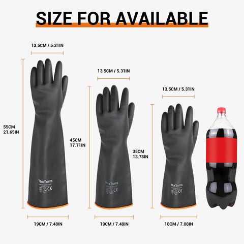Heavy Duty Chemical Resistant Latex Gloves 18 Inch Waterproof Puncture Resistant For Industrial Cleaning And Gardening size chart