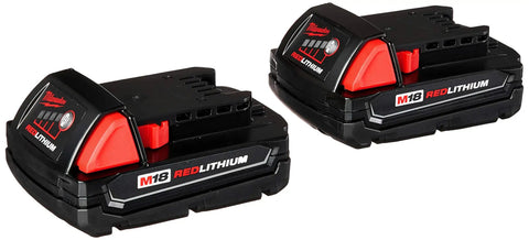 Two REDLITHIUM batteries from 18 Volt Cordless Drill Driver Kit With Two REDLITHIUM Batteries, Half Inch Chuck, Built In LED Light