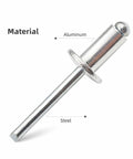 Close-up of Industrial Grade Aluminum Blind Rivets Kit, 20 Pcs, Five Sixteenth Inch 8mm Aluminum Grip Rivets With Steel Mandrel