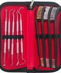 Complete 9-Piece Gun Cleaning Kit with double-ended brushes and picks for handguns and rifles in compact case