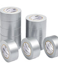 Stack of Heavy Duty Duct Tape 1.88 Inch Wide By 45 Yard Silver, 12 Pack For Repairs, Patching, Packaging, Bundling And General Quick Fixes