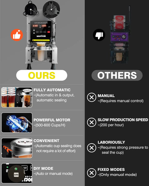Top Tier Automatic Cup Sealer Machine For Busy Cafes Rapidly Seals Six Hundred Cups Per Hour With Smart Display Perfect For Bubble Tea Or Coffee Shop Built Different To Level Up Your Daily Beverage Grind