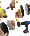 Assembly process of Three Inch Sanding Discs Kit, 30 Piece Set with 14 Grits from 60 Through 10000 for rotary tool.