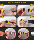 Installation steps of Super Fast 188 Piece Hook and Loop Sanding Discs Set with drill attachment and pads shown.