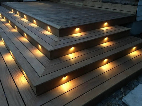 Pack Of 20 Warm White Low Voltage LED Deck Lights Kit lighting outdoor wooden steps