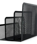Boss Level Metal File Organizer And Letter Holder Desk Tray For Mail And Documents, black metal three-slot design, side view