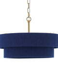 ELYCCUPA 20” Navy Blue Boho Hand Woven Pendant Light Brass Adjustable Coastal Chandelier for Dining Living Room Kitchen Bedroom, UL Listed, bottom view.