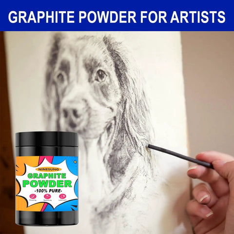 Drawing of a dog with Ultra Fine Graphite Powder 6.5 Micron, 1 Pound Dry Lubricant For Locks And Bearings, Perfect For Drawing