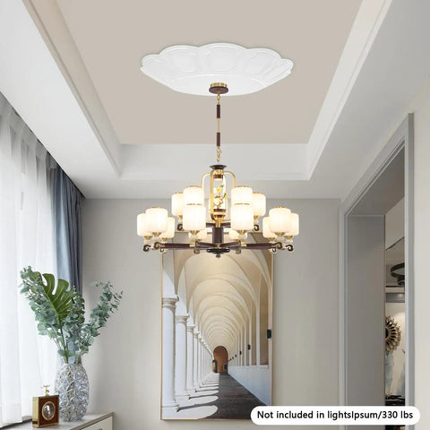 Heavy Duty White Metal Electric Hoist Lift System For Hanging Chandeliers With Cool 2-in-1 Switch, Durable 330 Lbs Load Capacity, elegant chandelier showcased in a modern setting.