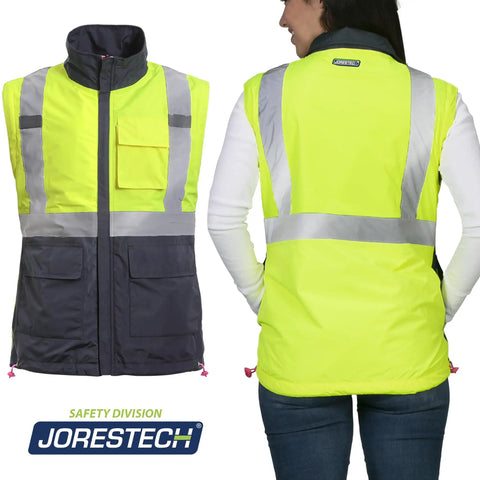 Hi Vis 4 In 1 Reversible Work Jacket With Removable Sleeves For Construction And Roadwork ANSI ISEA 107 2020 Class 3 Type R Safety