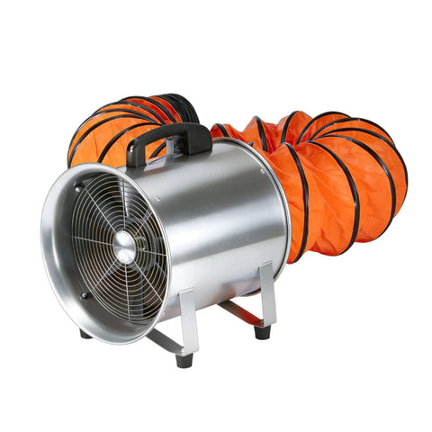 Powerful 8 Inch High Velocity Industrial Exhaust Fan With 1035 CFM And 230W Copper Motor Running At 3300 RPM 16.4 Ft PVC Duct Included