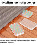 Clear Plastic Shim Wedges 8 Pack For Leveling Tables And Furniture under wood floor, showing non-slip texture design
