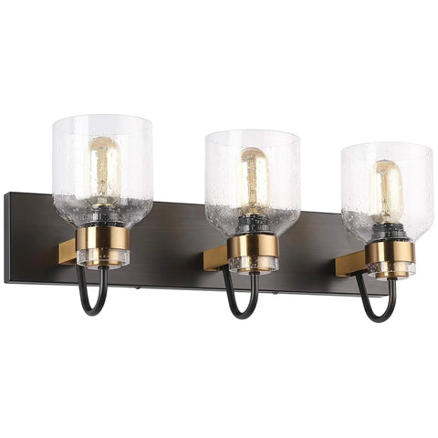 Vintage Black Bathroom Vanity Light Fixtures Over Mirror Three Light Glass Globe Lighting With Oil Brushed Bronze Base Easy Install Includes Hardware Dope Modern Glam Bath Decor featuring three glass globes and bronze finish.