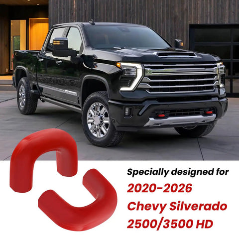 Chevrolet Silverado 2500/3500 HD Front Tow Hook Covers Hitch Cover For 2020-2026 Trucks Custom Fit Front Tow Hooks Red