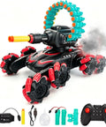 RC Stunt Remote Control Car For Kids With Gesture Control And Dual Mode Play Climbing Crawling Tank Style Battle Vehicle With 360 Degree Turning And Flips Great Gift For Boys Ages 8 To 12 Red with accessories