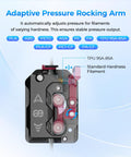 DXC Extruder Upgrade Kit For K1 Series showing adaptive pressure rocking arm with smart filament break detection