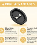 Image showing a black Slick Silicone Door Lock Protector Universal Auto Latch Guard designed for noise dampening and rust prevention.